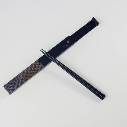 20.5 スクエア箸箱セット 青海波