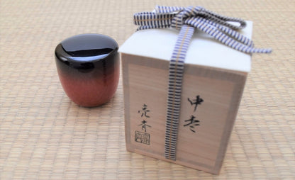 山中塗　中棗 曙塗 黒朱 切合口 桐箱入