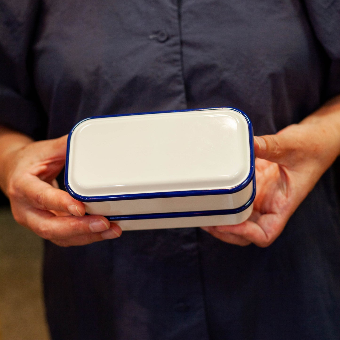 レトロモーダ スクエア ネイビー 弁当箱 全体 | 竹中 | Bento&co サイズ