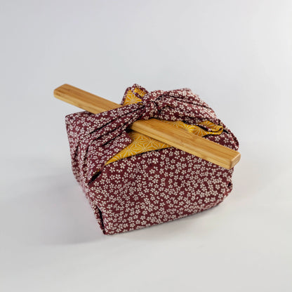 竹製二段弁当箱・箸・風呂敷のセット（ベージュ・赤・黒の3色展開）- Bento&co