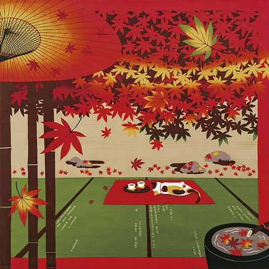 風呂敷 三毛猫みけのゆめ日記 みけと紅葉 50cm
